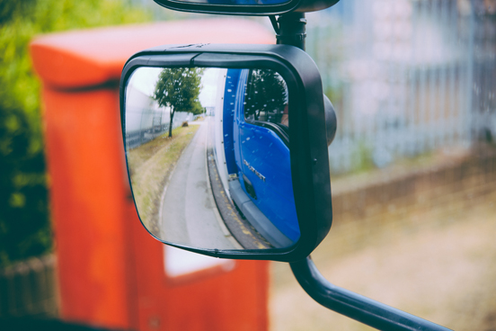 Dafydd indicating during his HGV training in Dyfed