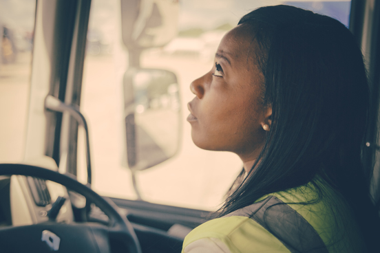 Blonde lady in Essex enjoying her HGV training