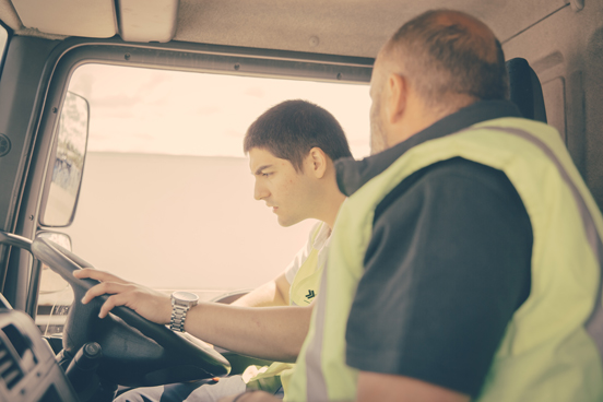 Fred in Fife instructing Jim on his HGV training course