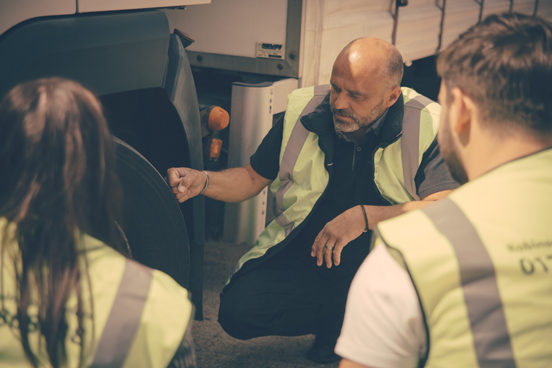 Driving the GV lorry during training in Gwynedd