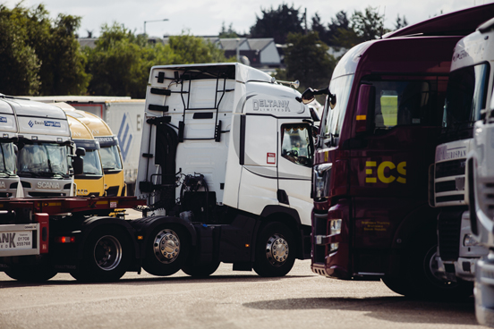 Blue lorry on HGV training in Middlesex