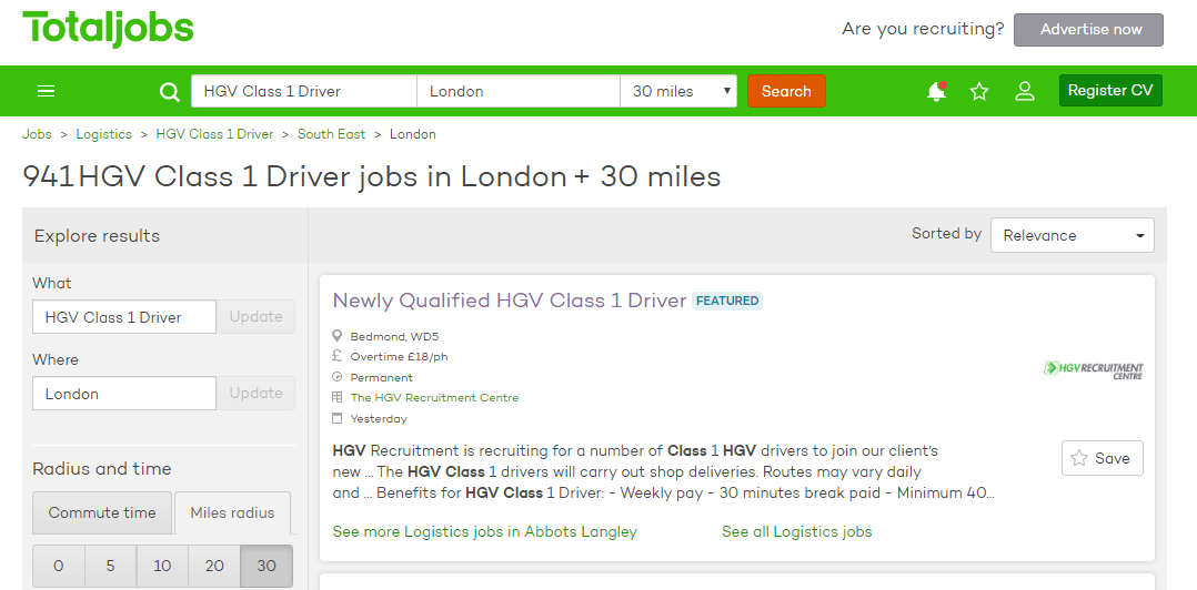 class 1 hgv driver jobs